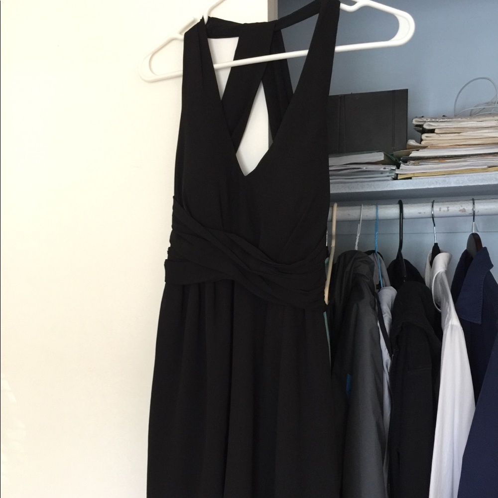 Black open back dress